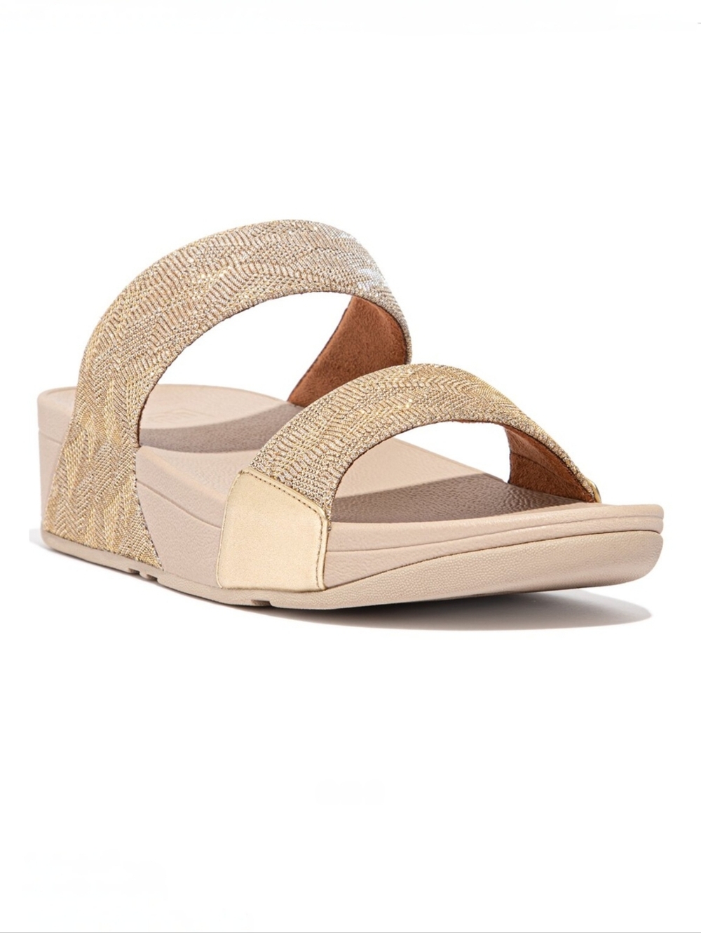 NEW FitFlop Lulu Glitz Slides Gold